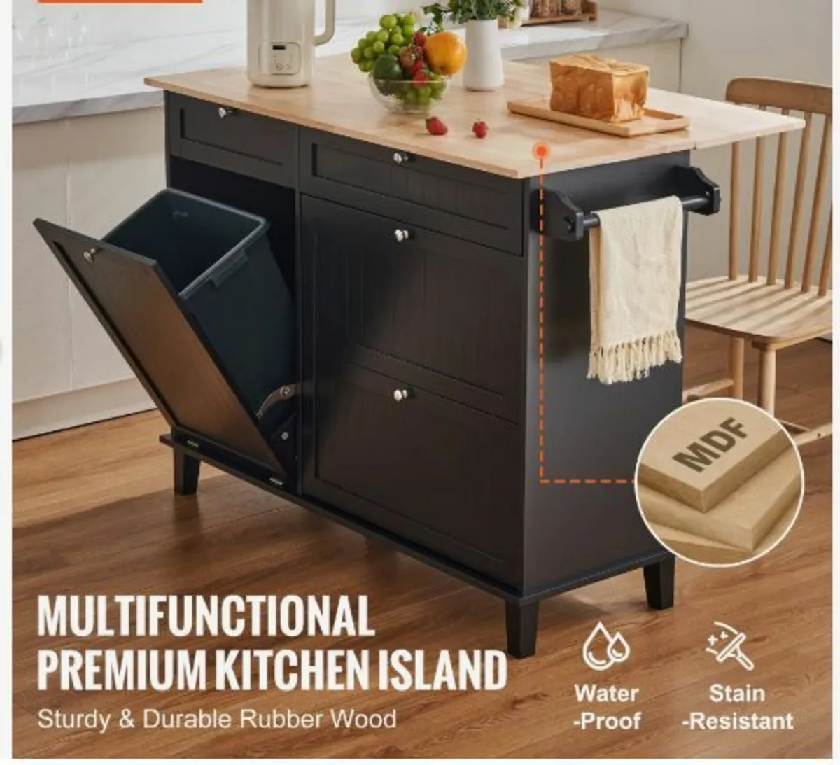 Kitchen Island Cart Storage Cabinet - Image 2