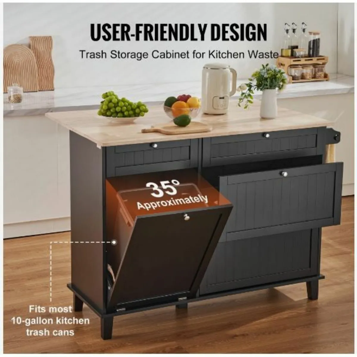 Kitchen Island Cart Storage Cabinet - Image 3