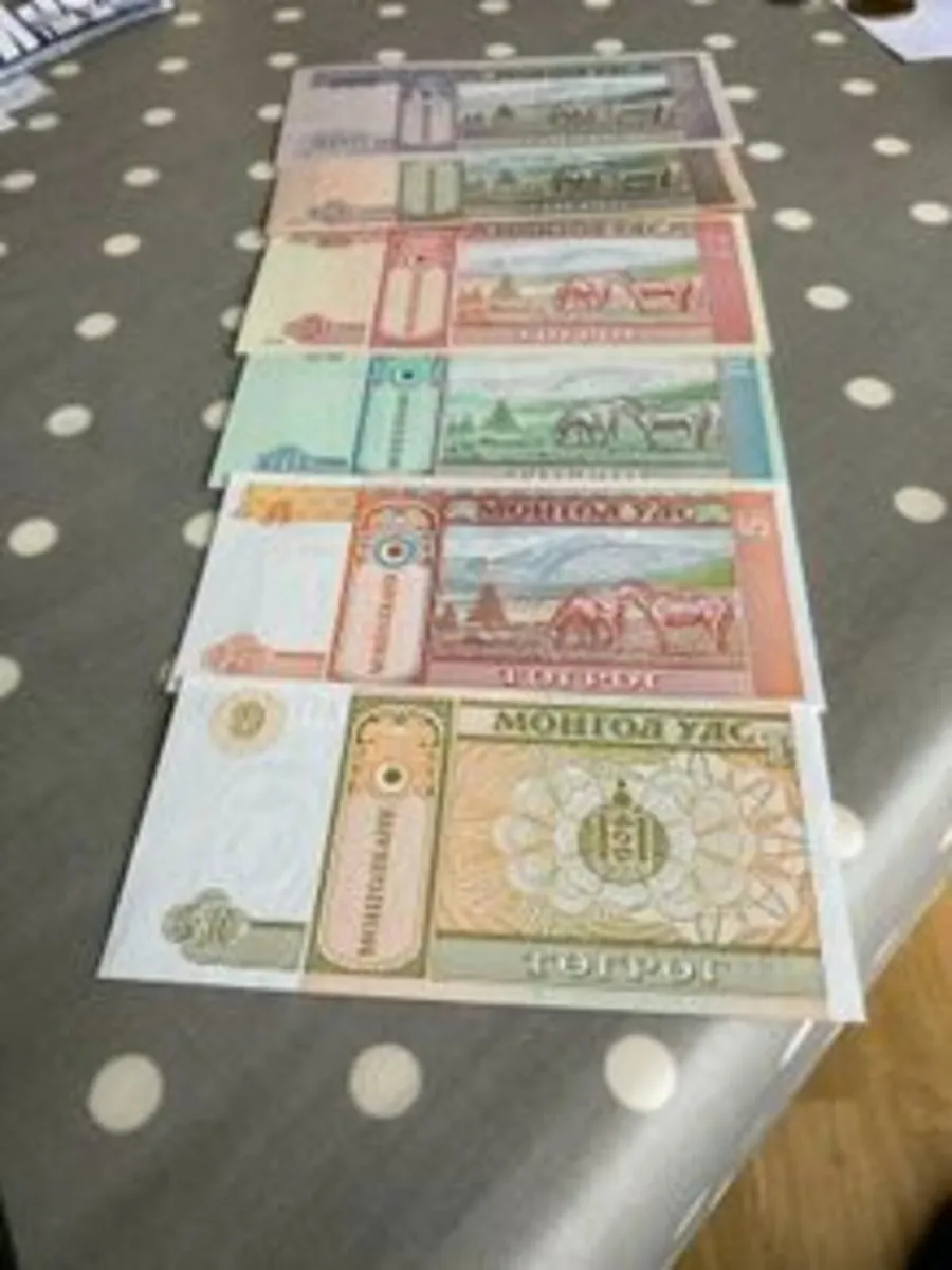 6 uncirculated Banknotes from Mongolia