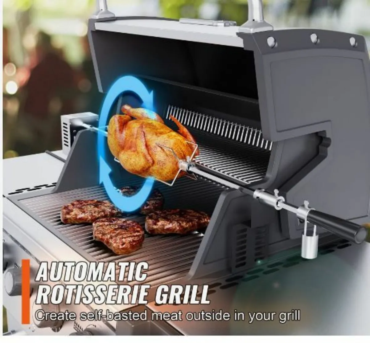 Universal Grill Rotisserie Kit BBQ Roaster - Image 1