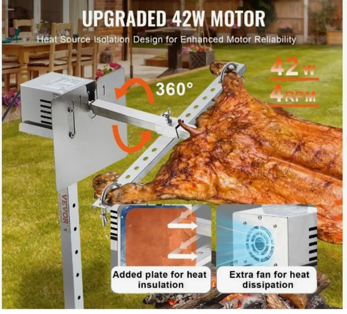 46" Electric BBQ Rotisserie Grill Kit - Image 2