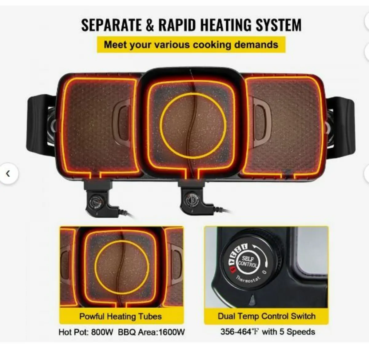 2 in 1 Electric Grill and Hot Pot, 2400W - Image 4