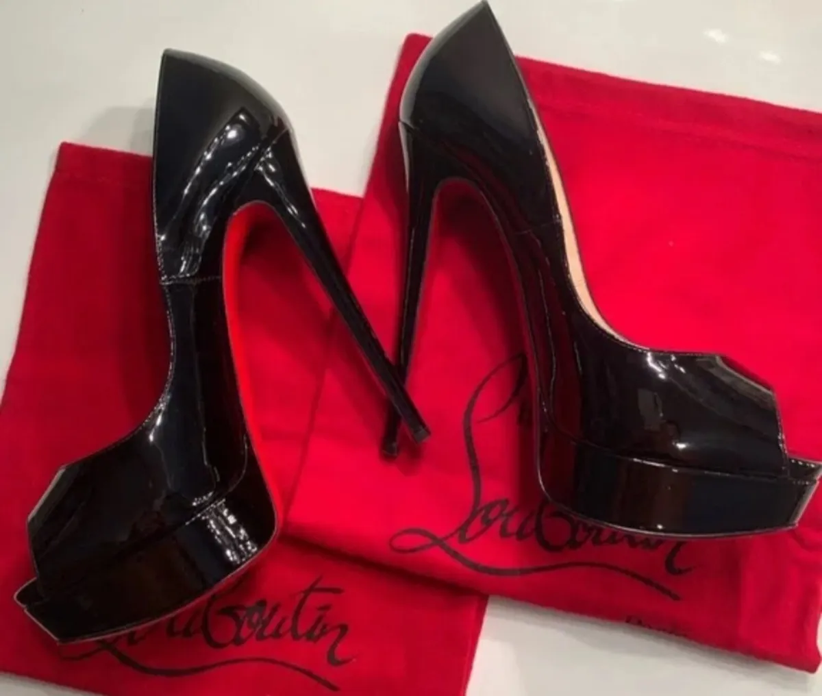 Christian Louboutins size 4.5UK Black Patent - Image 2