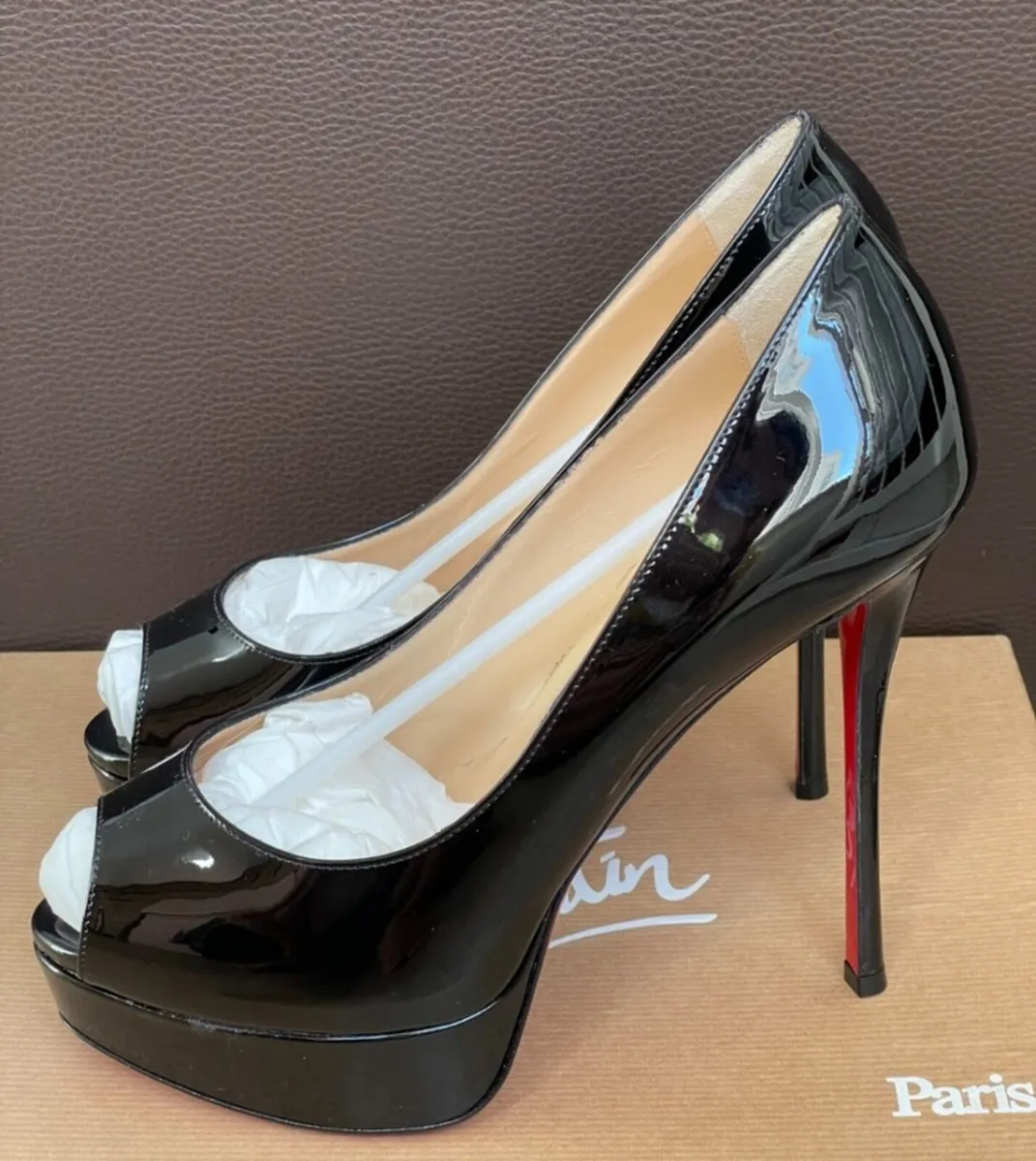 Christian Louboutins size 4.5UK Black Patent - Image 1