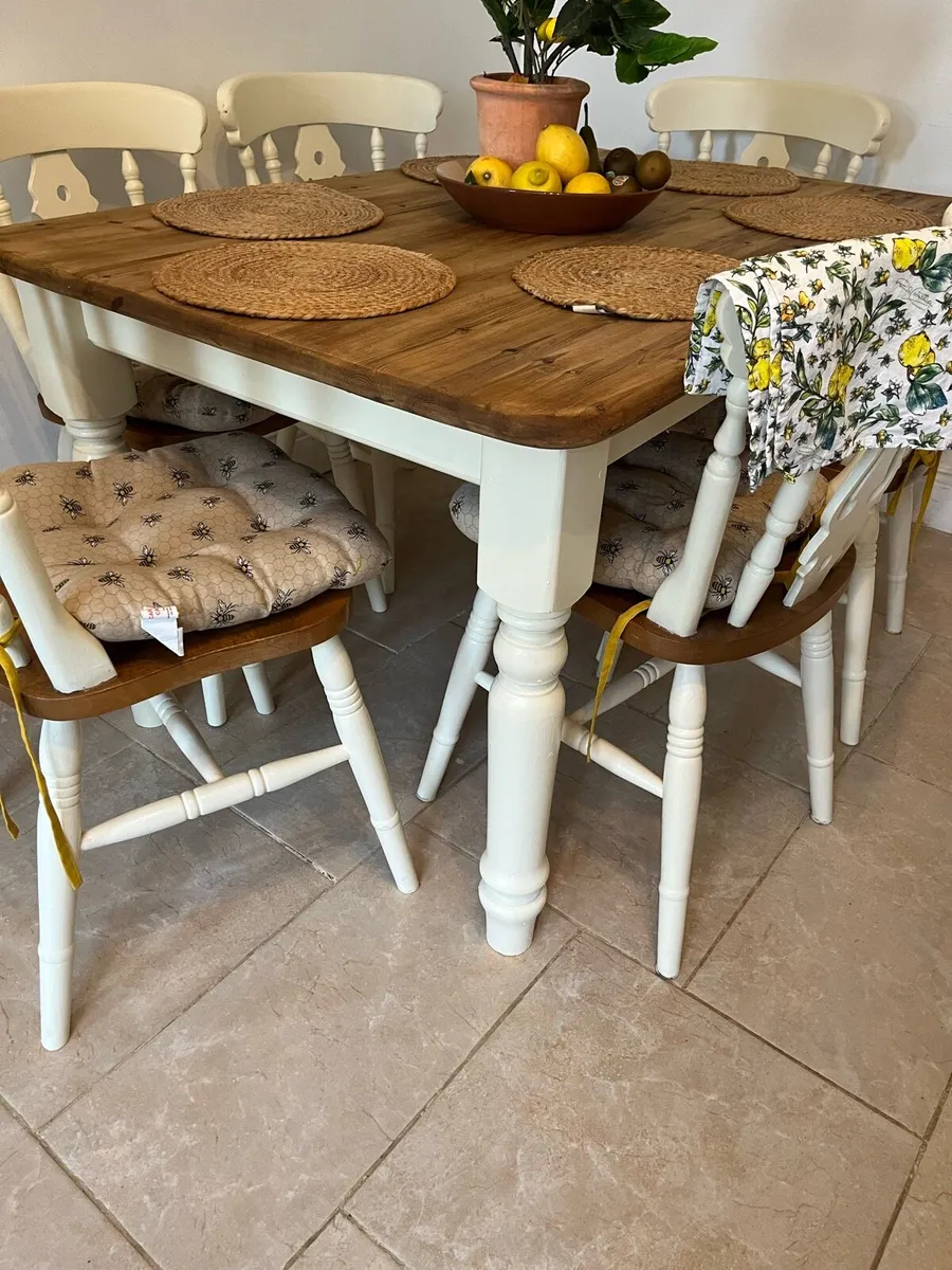 Farmhouse table and chairs - Image 4