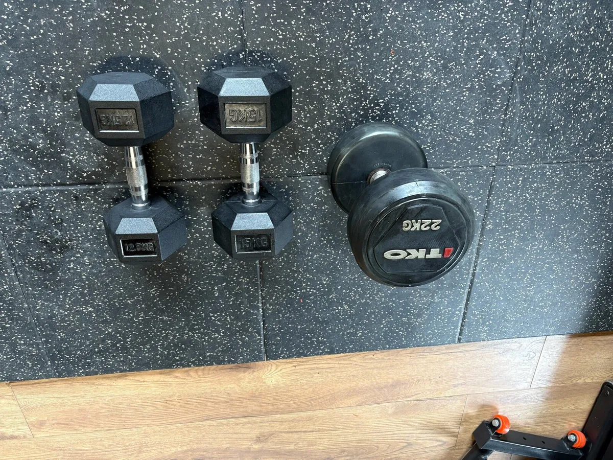 RUBBER DUMBBELLS, 12.5KG, 15KG, 22KG, CHEAP!!