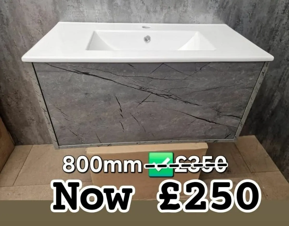 600mm Grey Marble Vanity Unit - Image 3