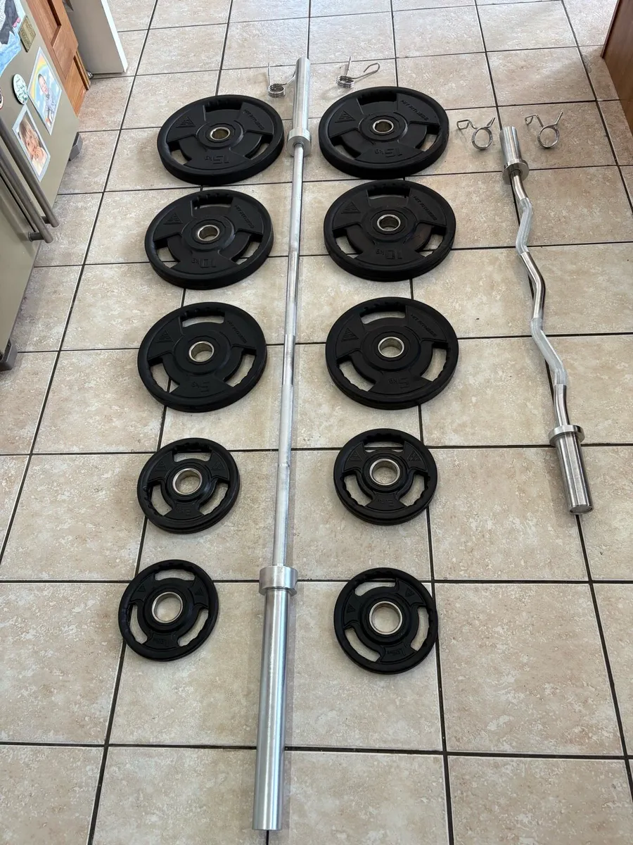 HIGH END URETHANE OLYMPIC PLATES AND BAR SET - Image 2