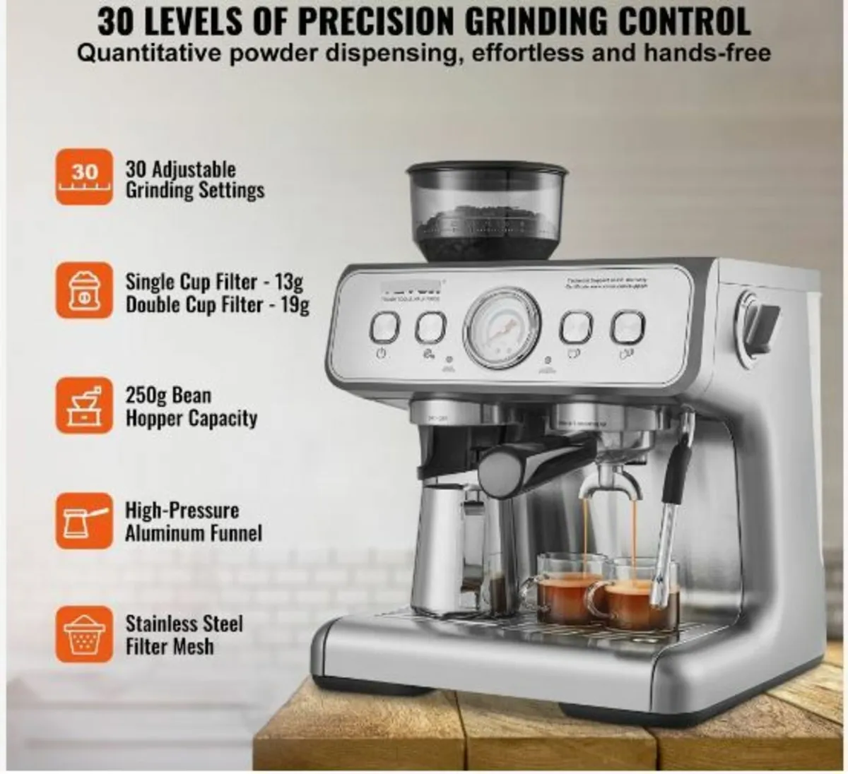 spresso Machine with Grinder 15 Bar - Image 3