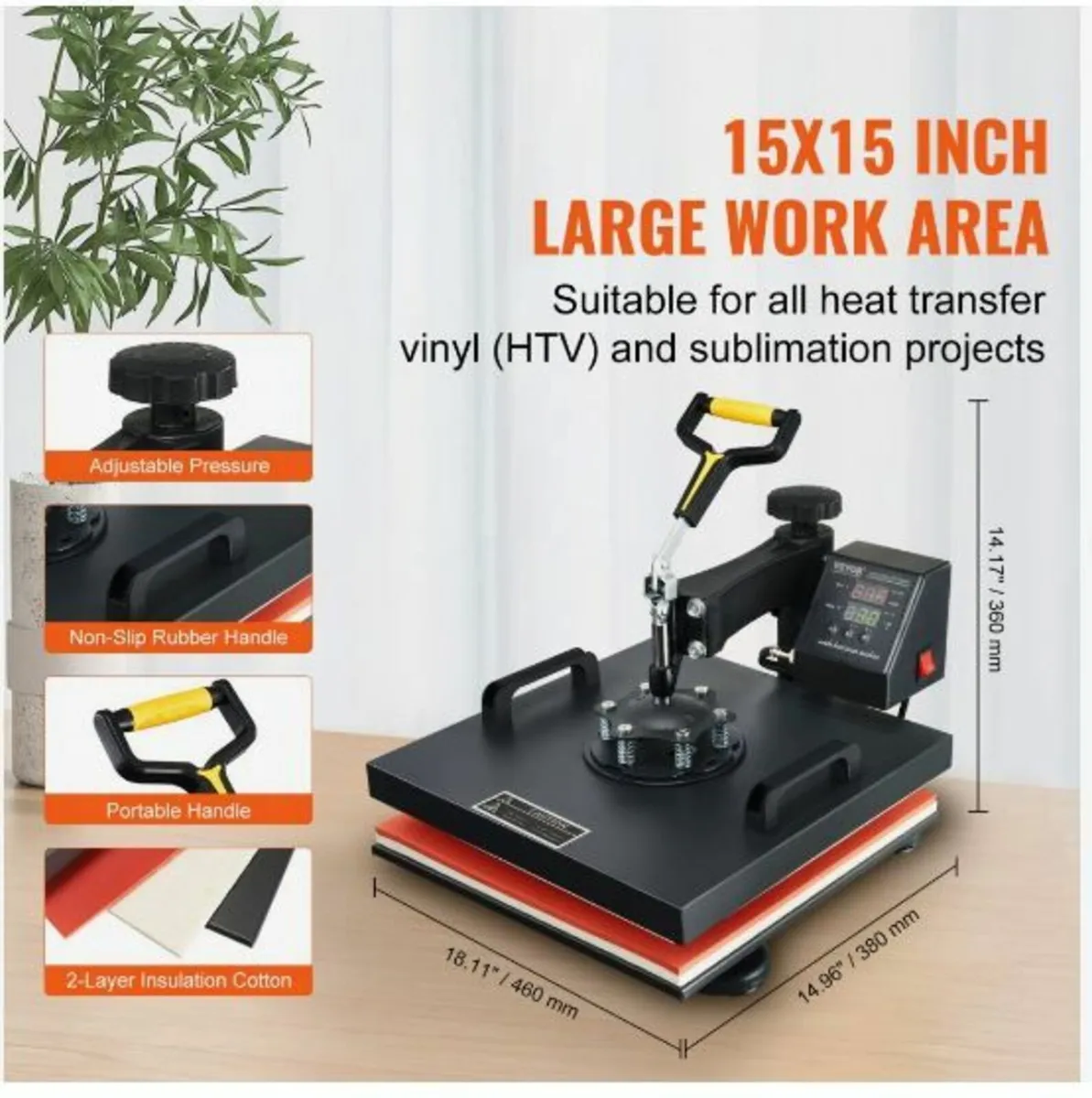 Heat Press Machine, 15x15inch / 38x38cm - Image 3