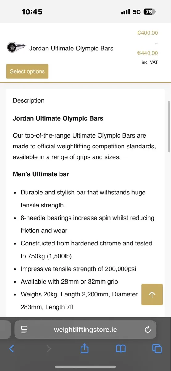 ELITE JORDAN 750KG RATED PRO ULTIMATE OLYMPIC BAR - Image 4