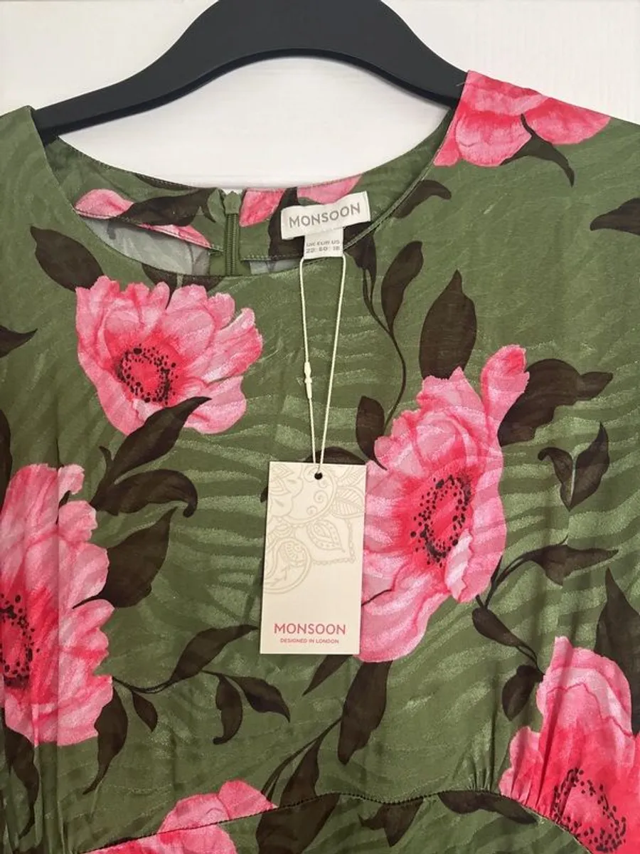 Monsoon Midi Silk Dress (Brand New with Tag) Size 22 - Image 2