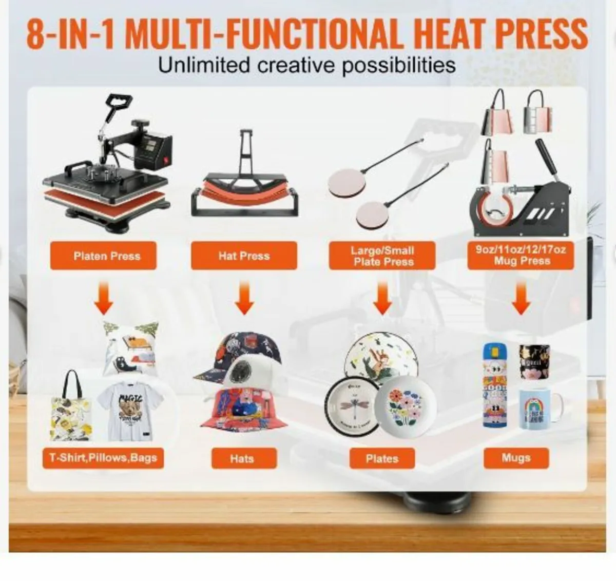 Heat Press 8 in 1 Heat Press Machine 38x30cm - Image 3