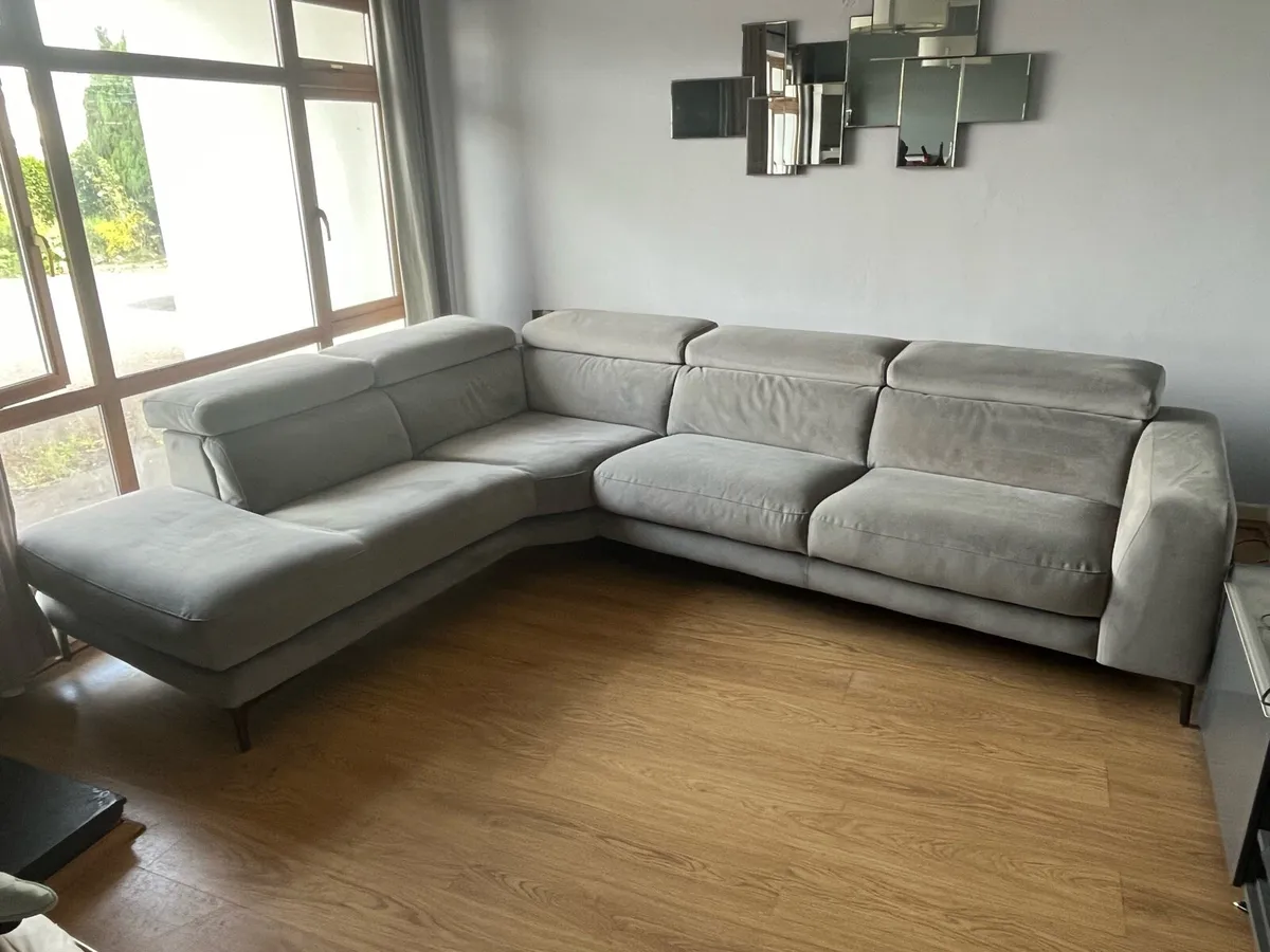 Corner sofa - grey velvet - Image 1