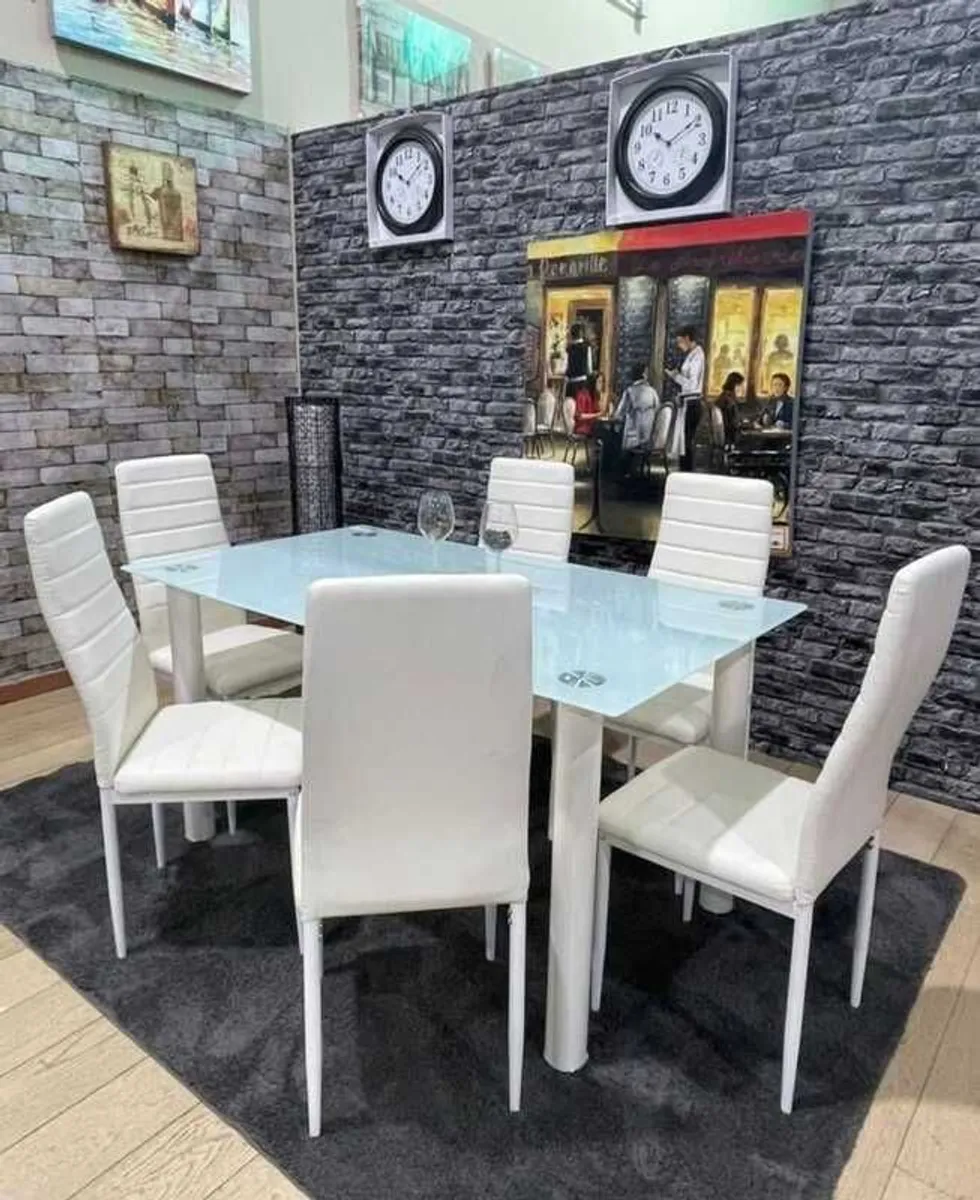 Glass dining table set with 6 chairs Free Delivery - Image 1