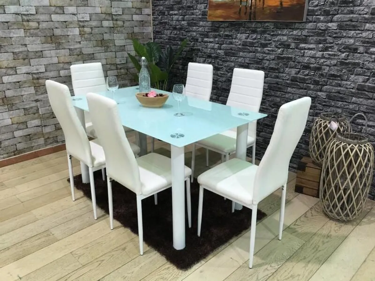 Glass dining table set with 6 chairs Free Delivery - Image 3