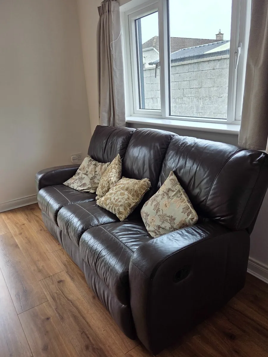 Recliner 3 Seater - Brown Leather - Image 2