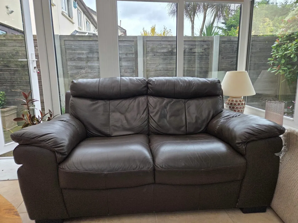 Brown Leather Couch - Image 1