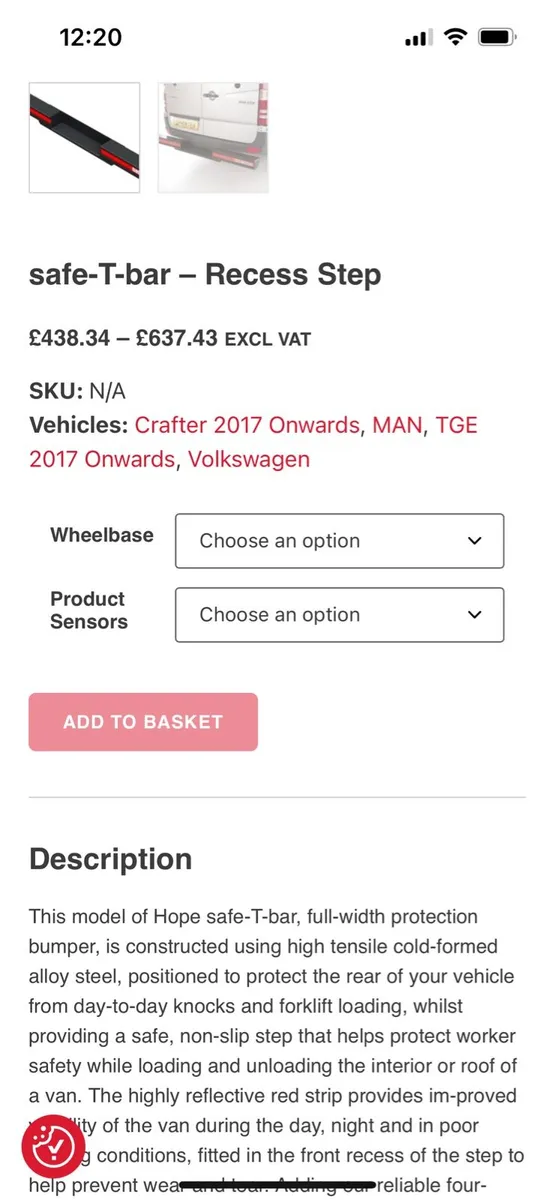 VW Crafter Safe T Bar - Image 2