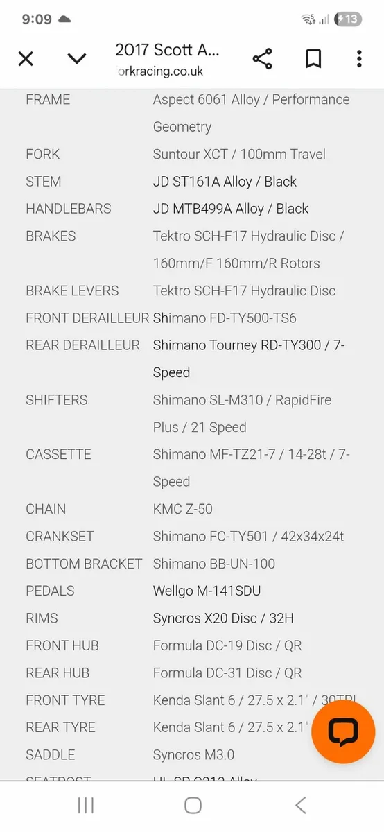 Scott aspect medium frame 27.5 tyres - Image 2