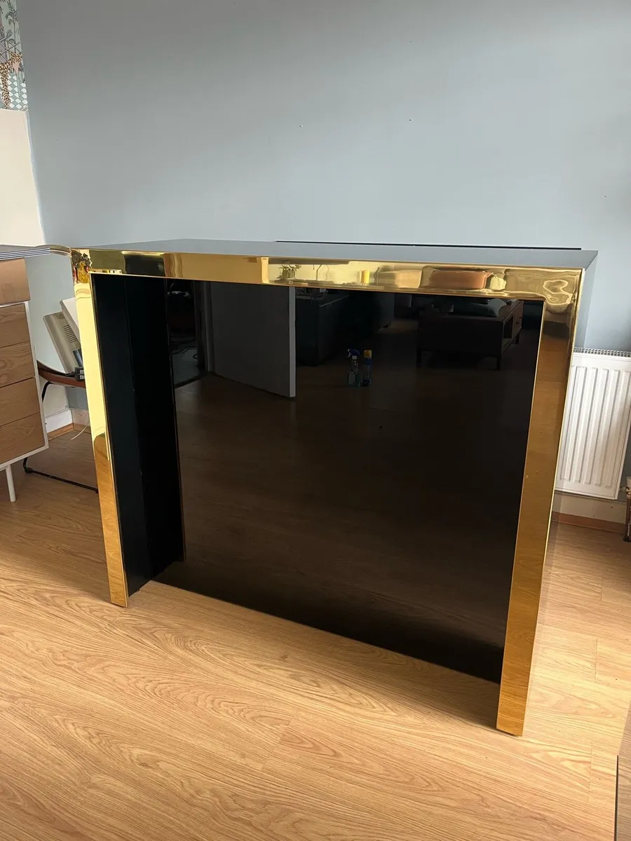 Freestanding home bar-black glass and brass - Image 1