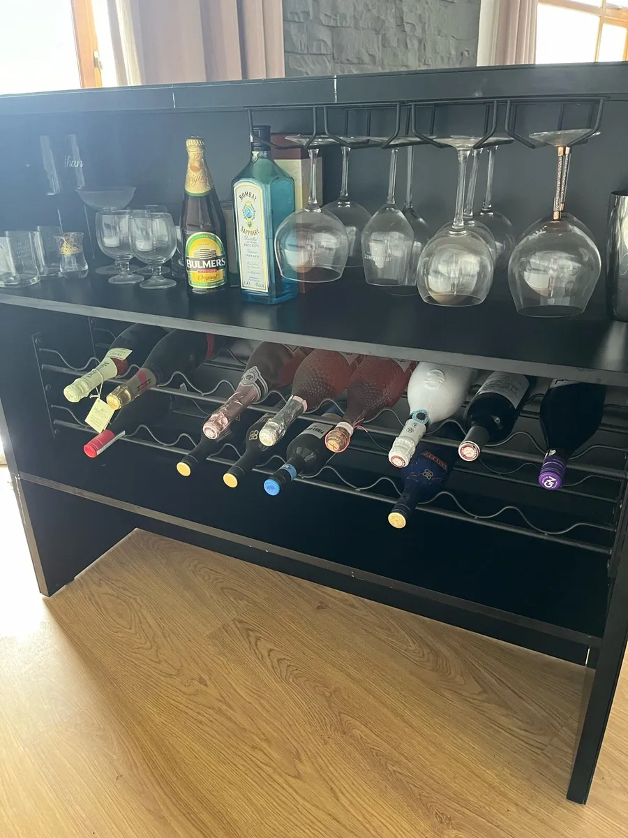 Freestanding home bar-black glass and brass - Image 2