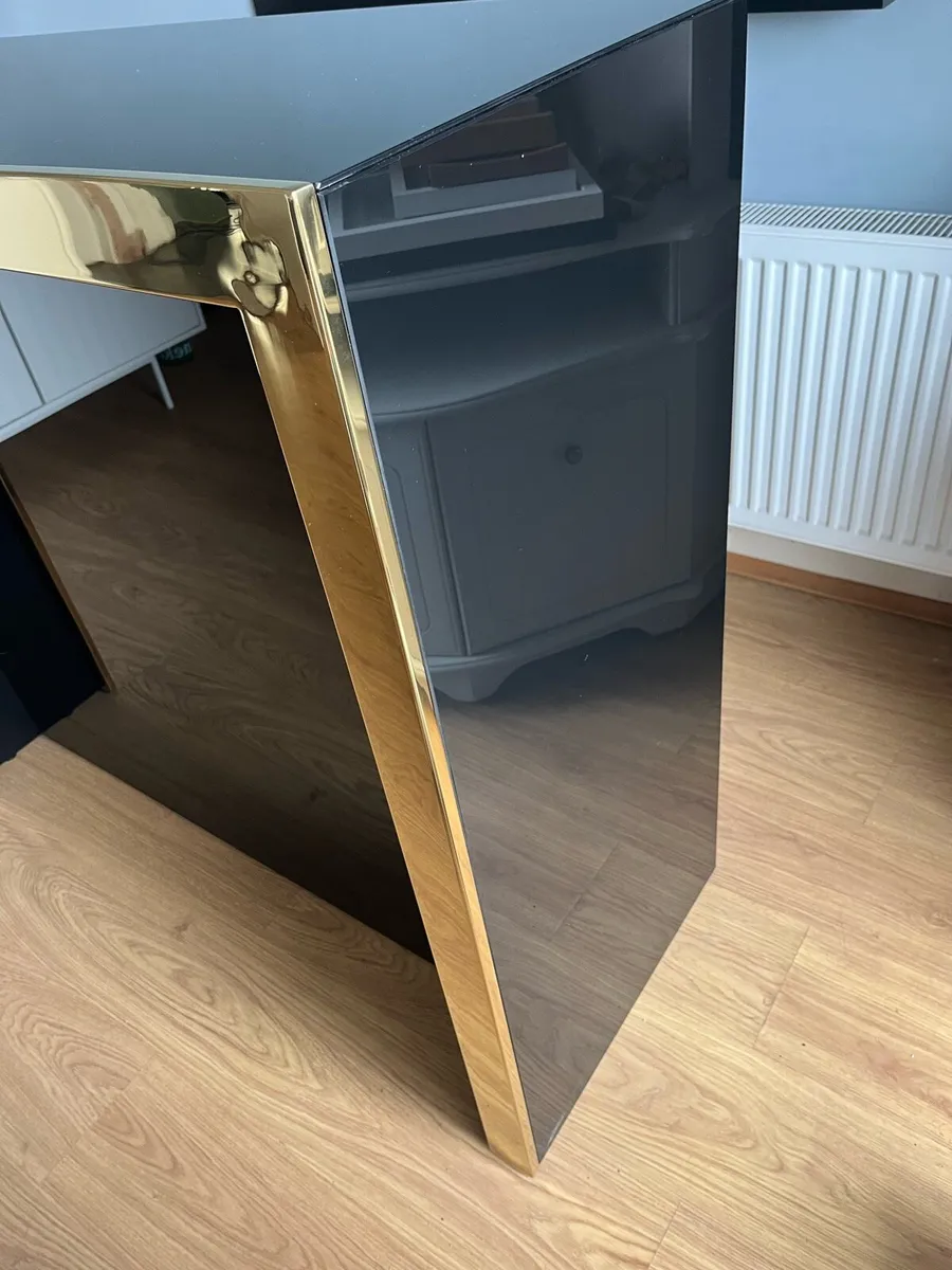 Freestanding home bar-black glass and brass - Image 3