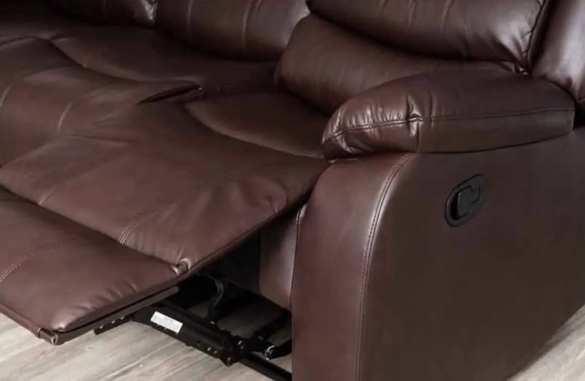 Roma Dark Brown Leather Manual Recliner Sofa - Image 3