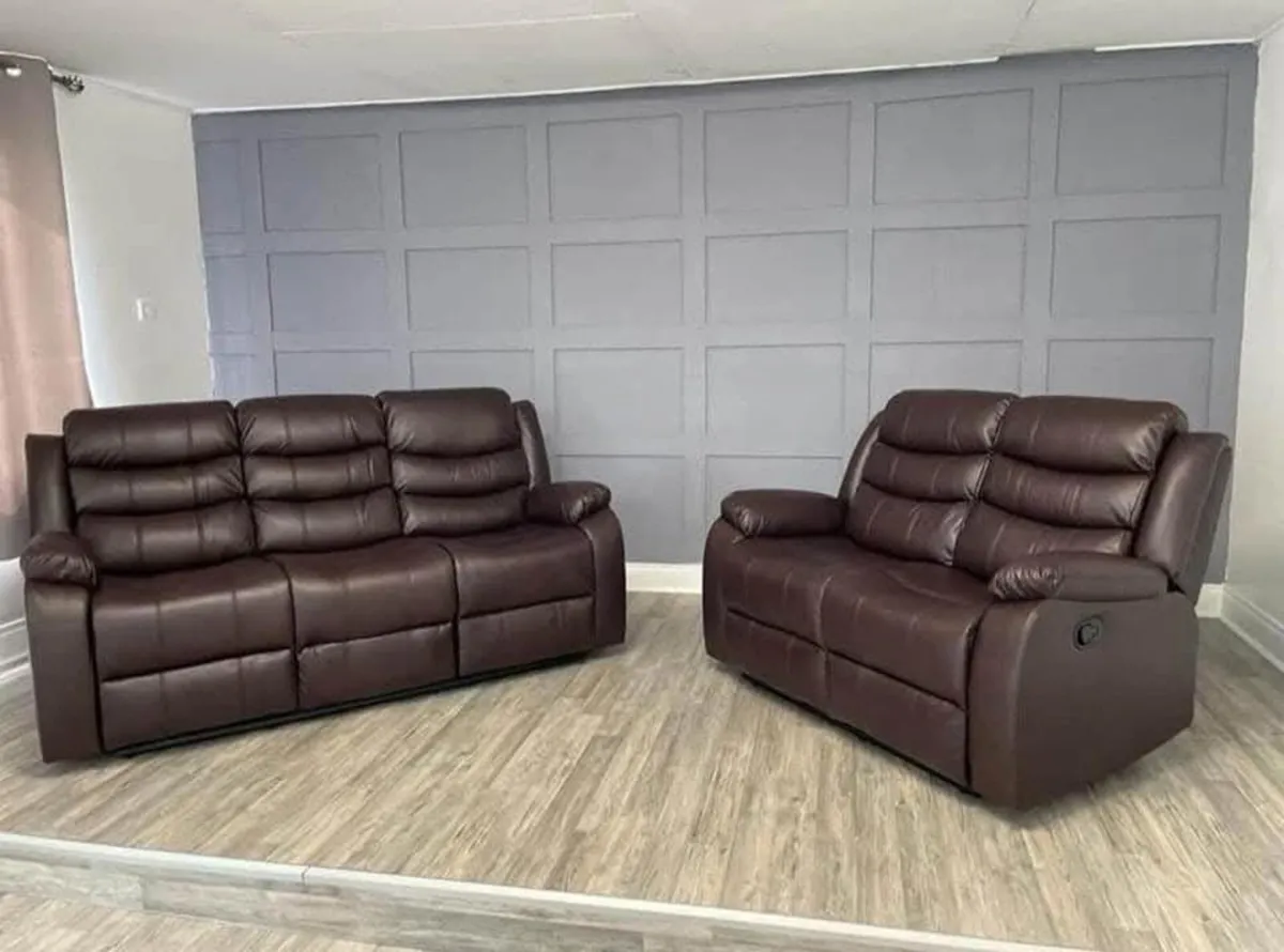 Roma Dark Brown Leather Manual Recliner Sofa - Image 1