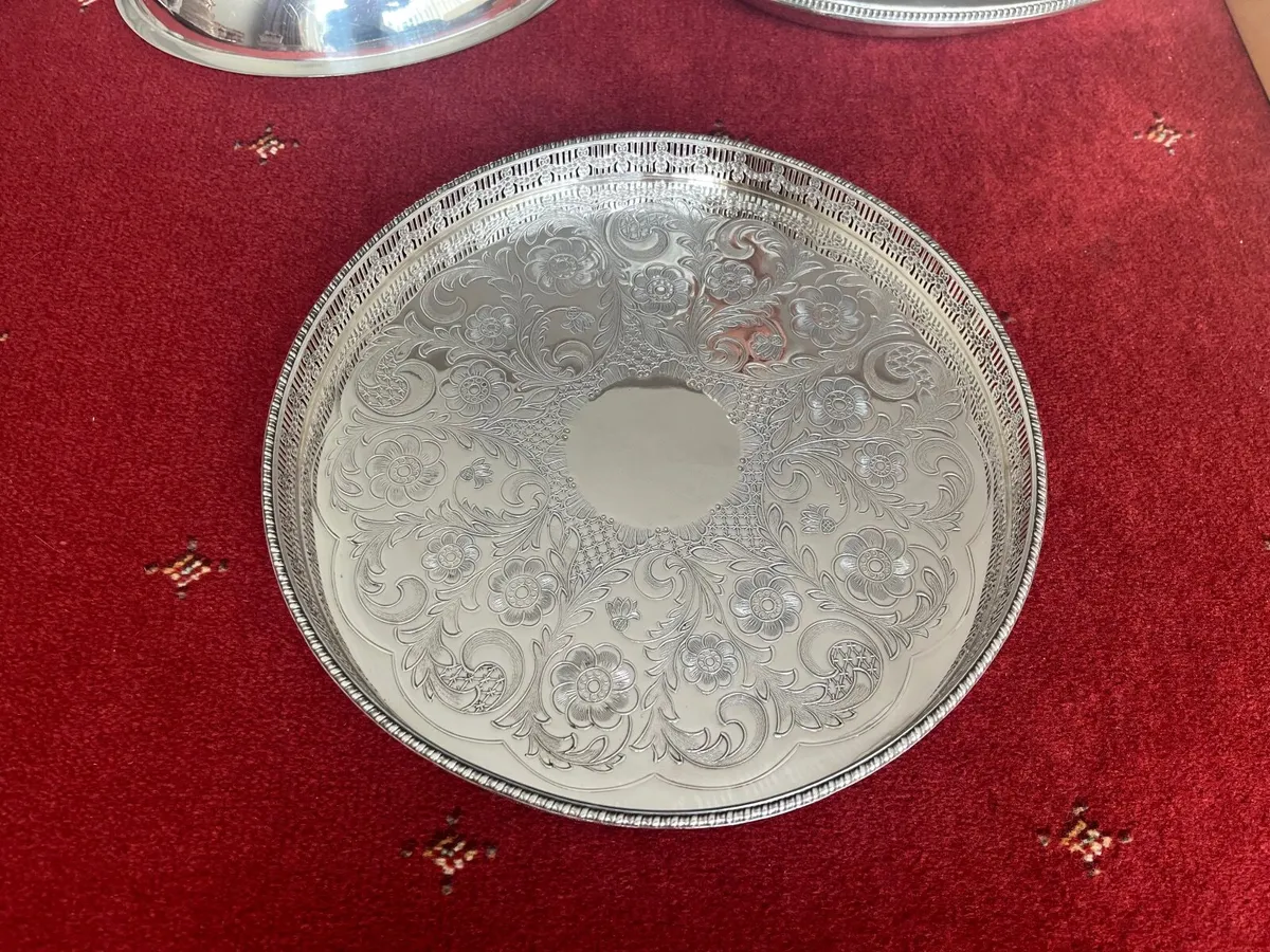 Vintage Silver Tray & Serving Dish - Image 2