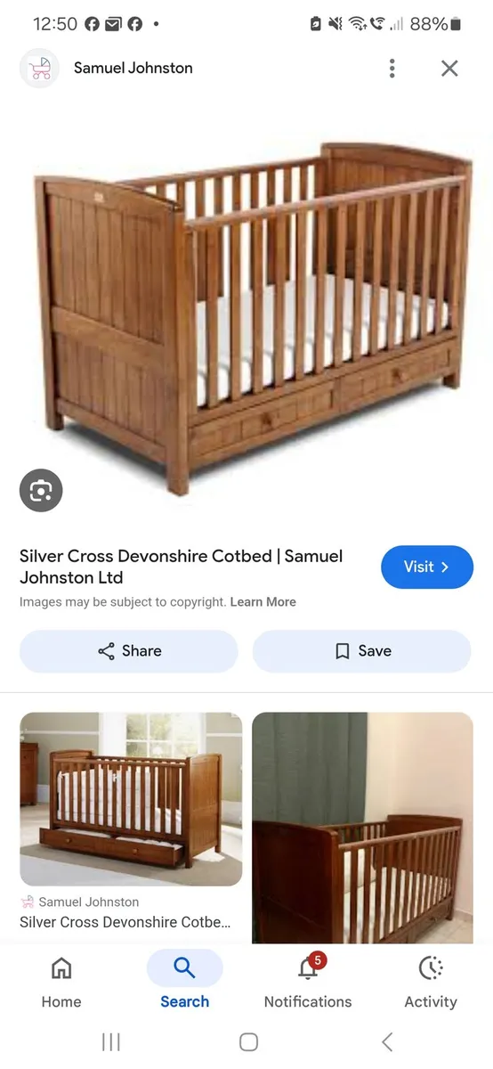 Silver cross cot bed