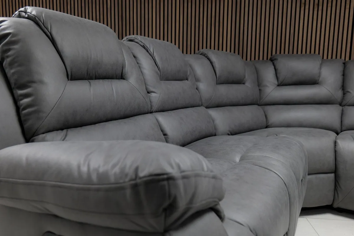 Axel Grey Technology Fabric Manual Recliner Sofa - Image 4