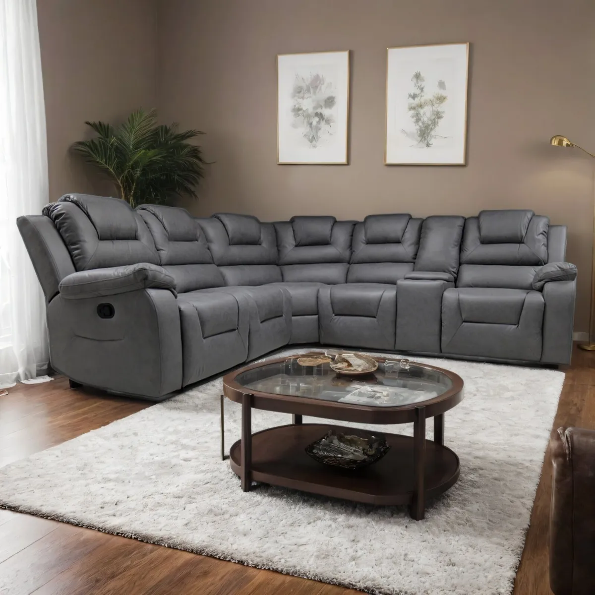 Axel Grey Technology Fabric Manual Recliner Sofa - Image 1