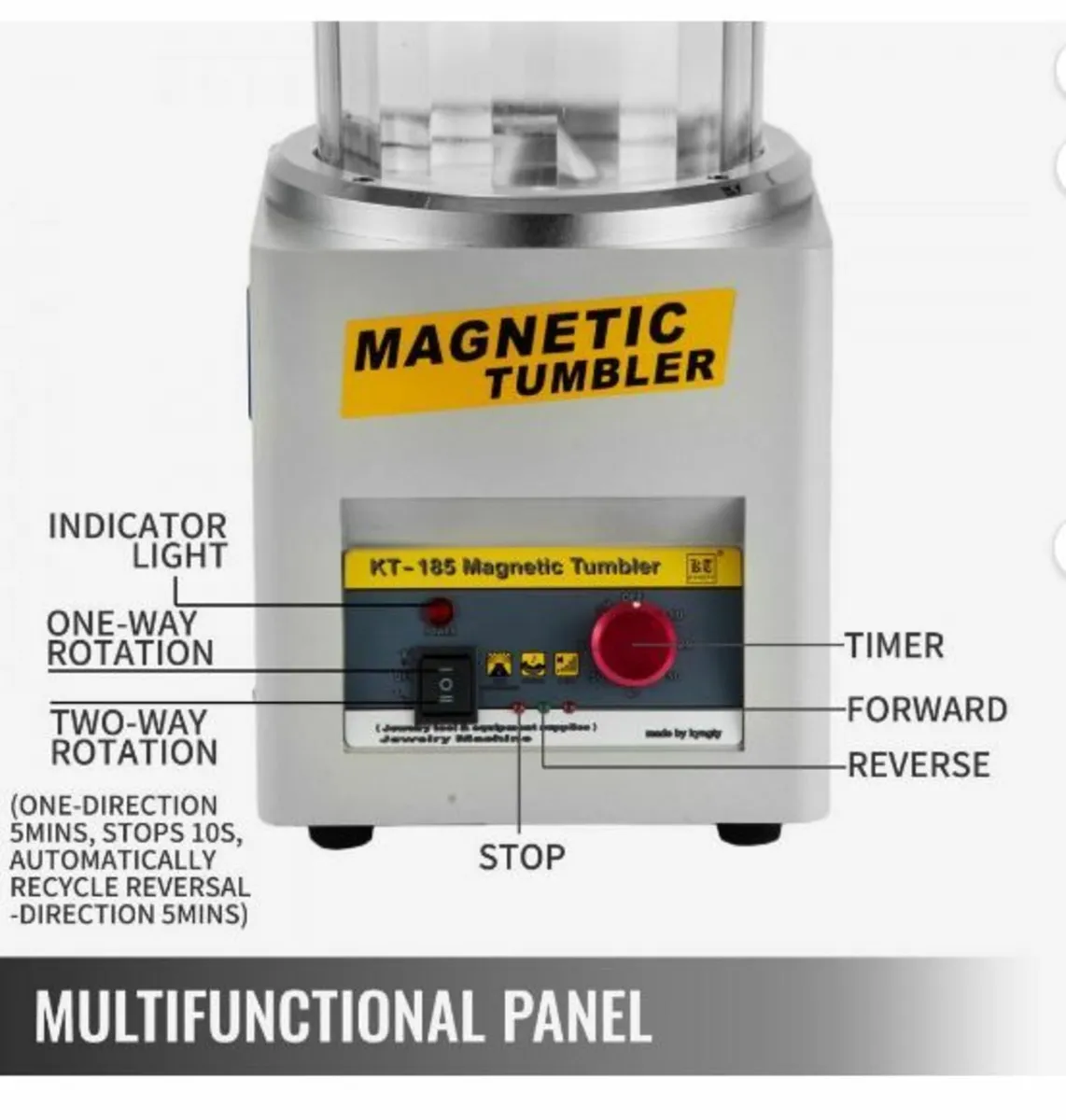 KT-185 Magnetic Tumbler 180mm Jewelry Polisher - Image 3