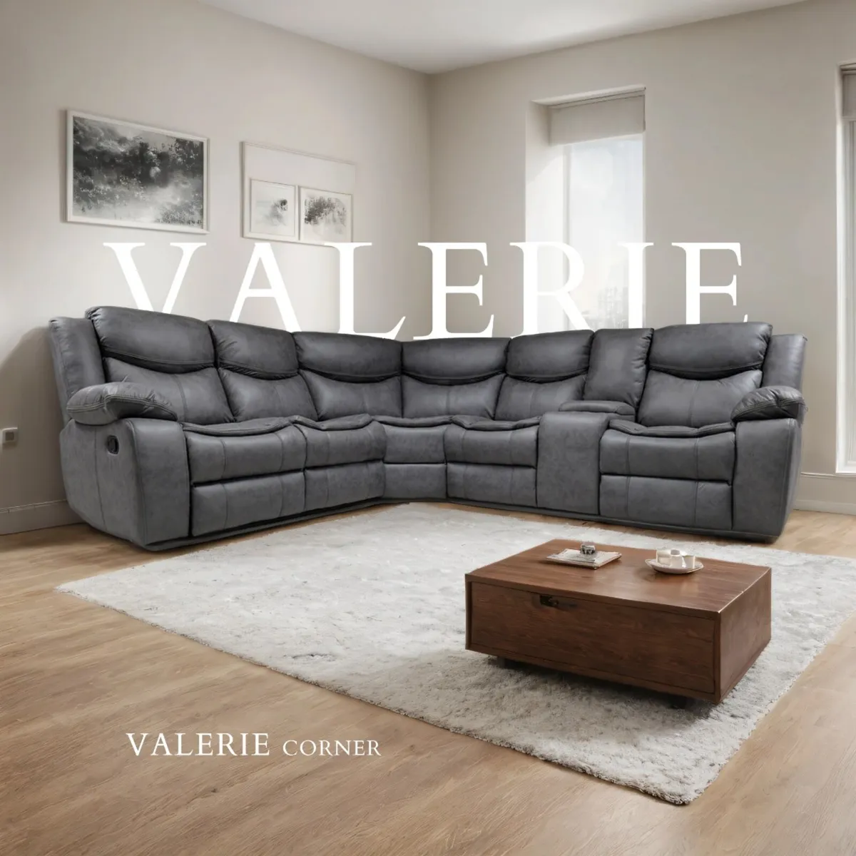 Valerie Grey Technology Fabric Corner Recliner - Image 1