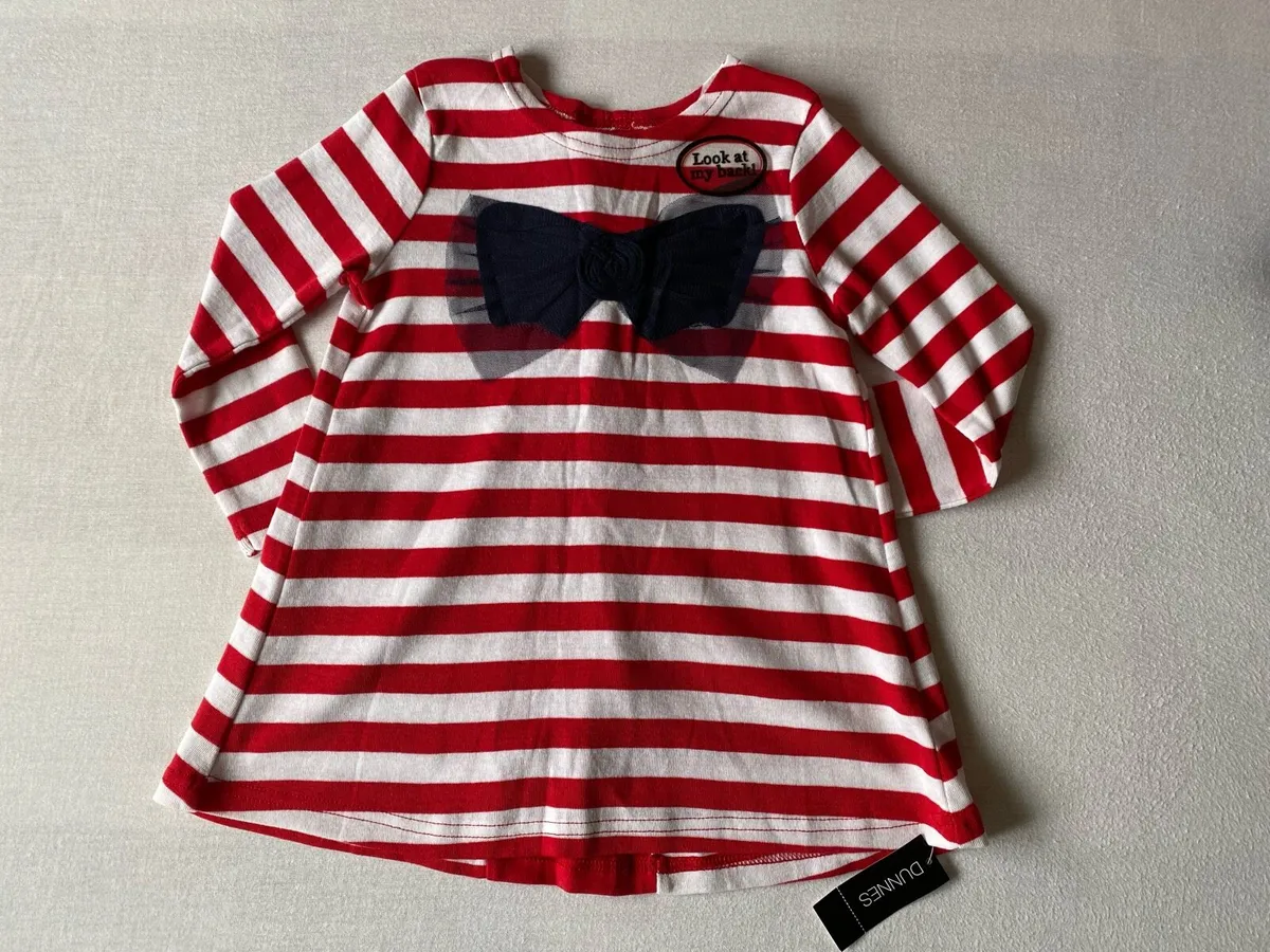 Brand new Girl’s Red Striped Bow Elegant Top - Image 1