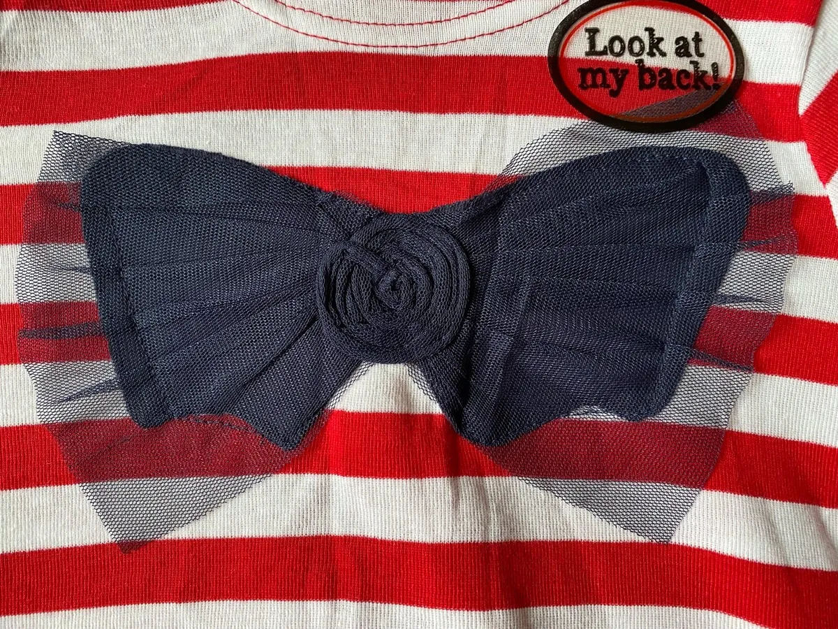 Brand new Girl’s Red Striped Bow Elegant Top - Image 3