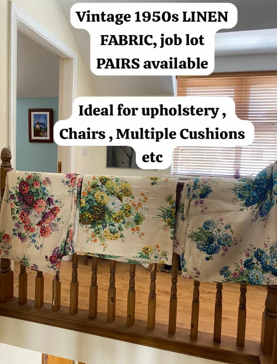 Vintage 1950s Linen Fabric Job lot *DELIVERY AVAIL - Image 1
