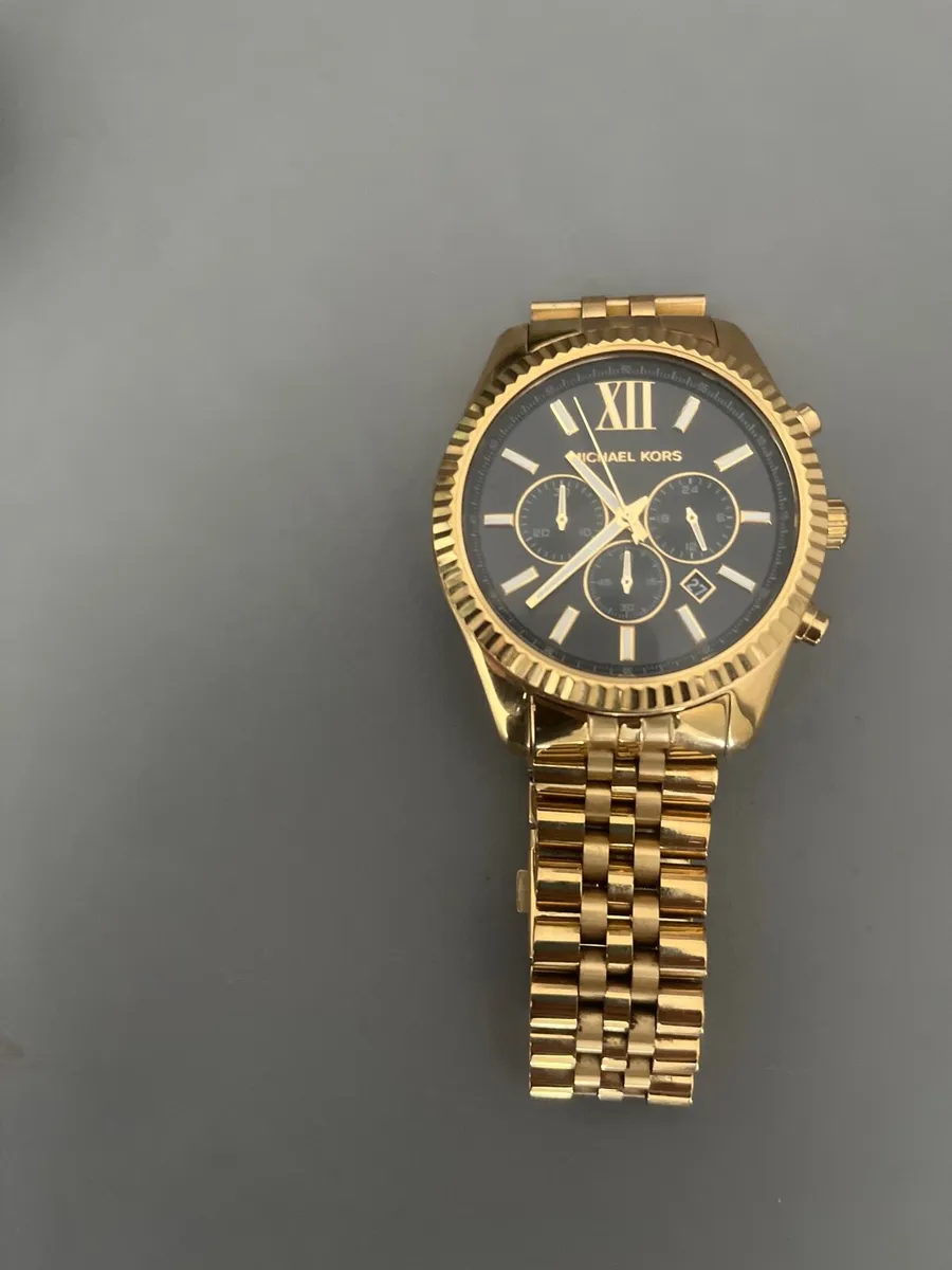MK men’s Lexington gold and toned black watch - Image 1