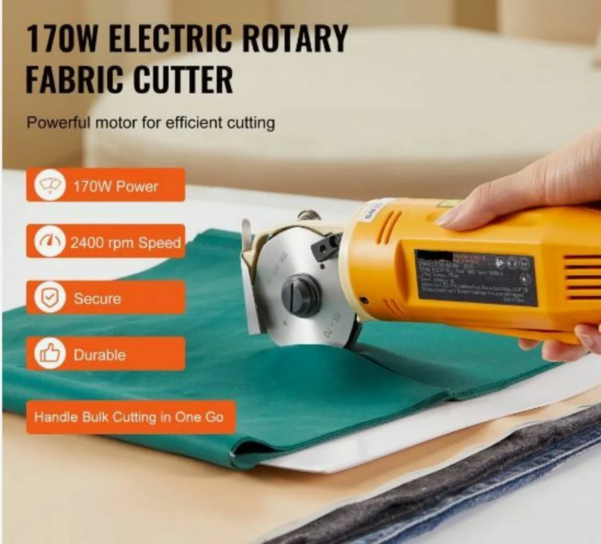 Fabric Cutter 170W Electric Rotary Fabric Cutting - Image 3