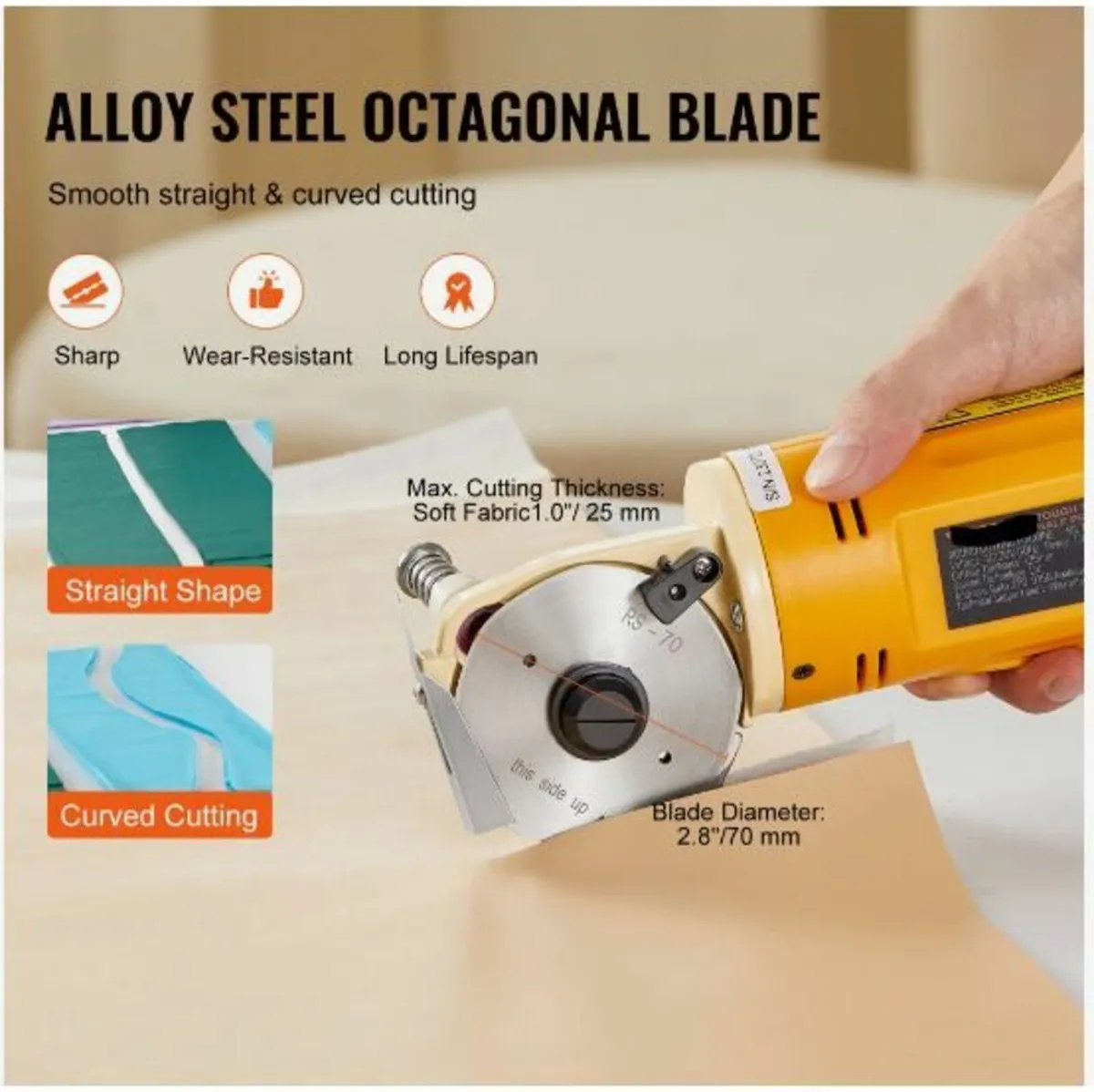 Fabric Cutter 170W Electric Rotary Fabric Cutting - Image 4