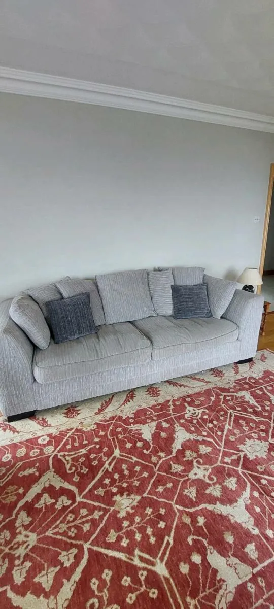 Grey 4 seater pillow back sofa and armchair - Image 2