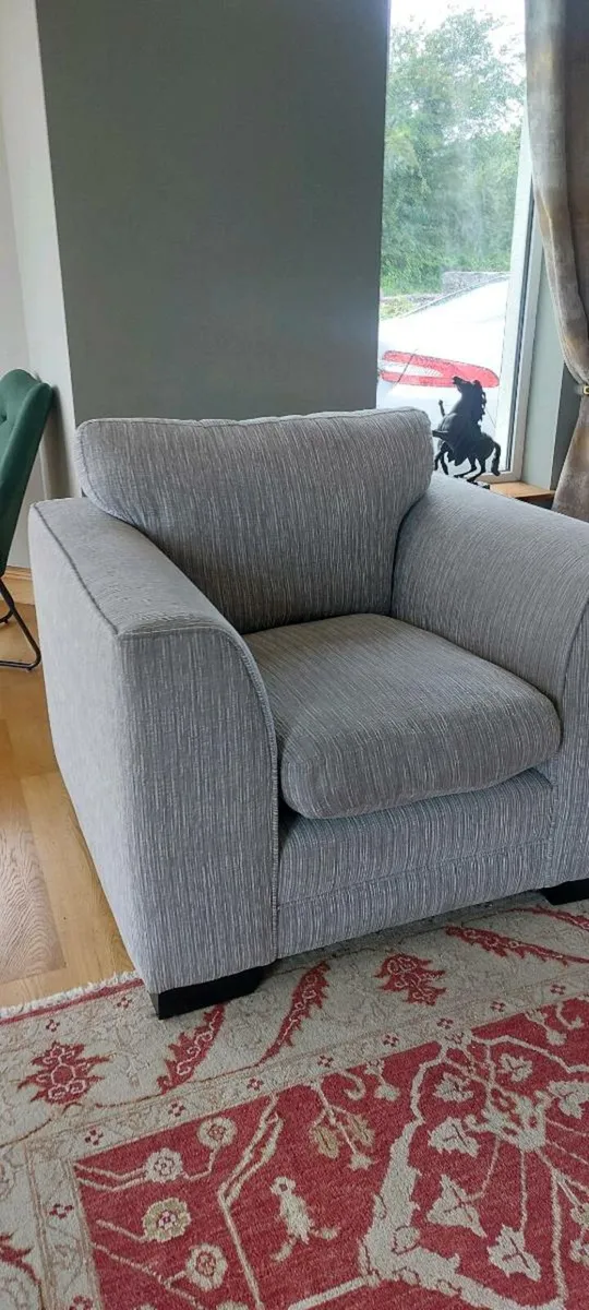 Grey 4 seater pillow back sofa and armchair - Image 3