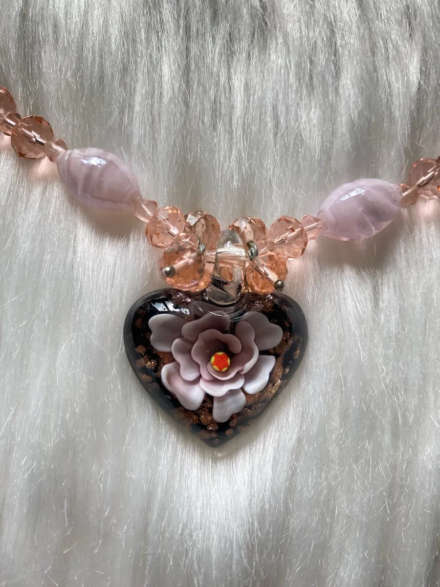 Brand new Pink Flower Necklace Heart ❤️ - Image 1