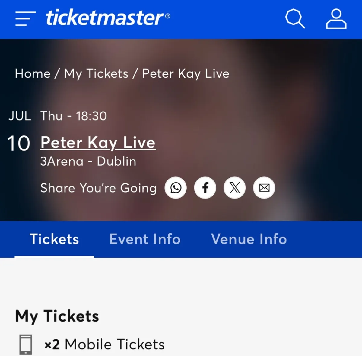 Peter Kay tickets - Image 1