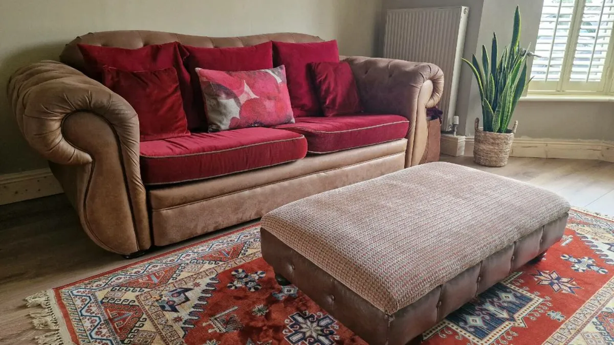 Sofa, foot stool ,all cushions - Image 1