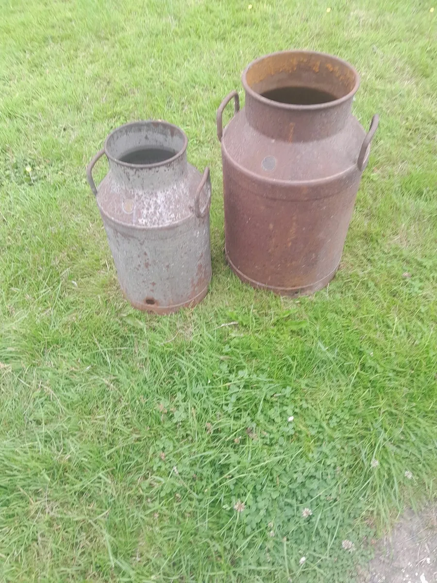 Two vintage steel milk cans - Image 1