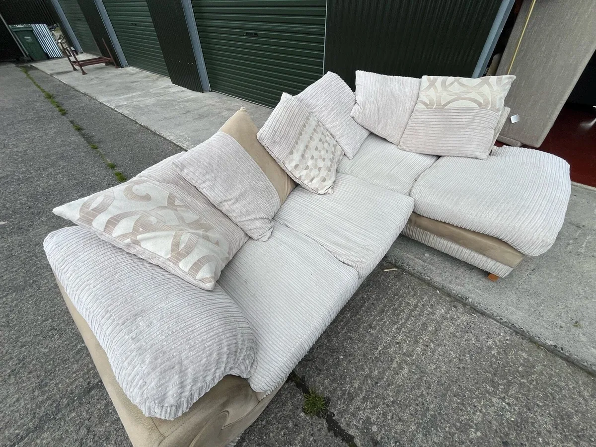Beige corner sofa L shaped couch - Image 2