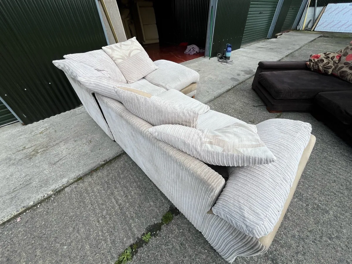 Beige corner sofa L shaped couch - Image 4