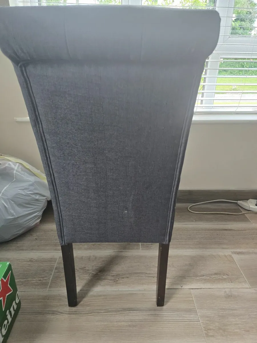 Grey Dining room chairs with mahogany legs - Image 2